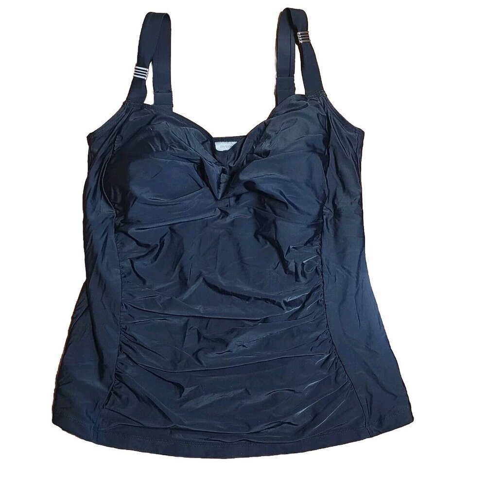 Avenue Swimsuit Womens Plus Size 20 Solid‎ All Black Tank Top Swim Beach Pool
